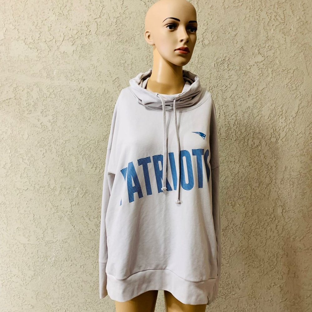 New England Patriots Lightweight Jersey Knit Funnel Neck Sweater Size L - Picture 2 of 13